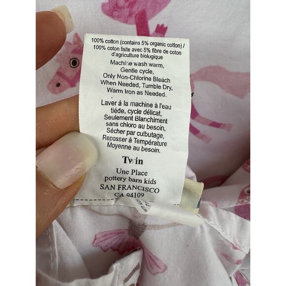 Pottery Barn Lucy Ballerina Carousel Horses TWIN FLAT Sheet Pink 100% Cotton - Picture 5 of 6